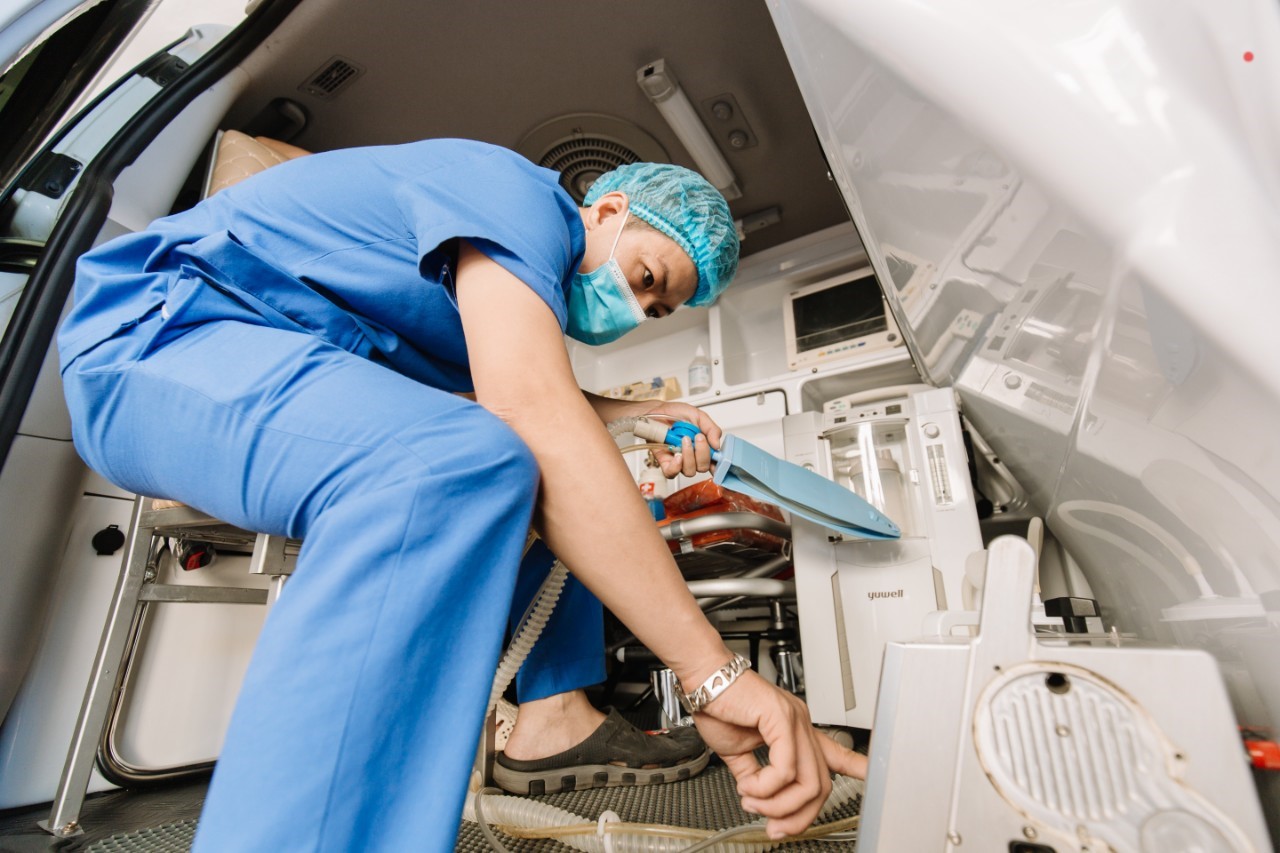 Trang thiết bị hiện đại trên mỗi chuyến xe chuyển viện